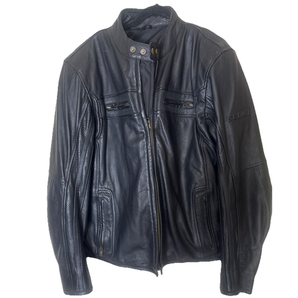 Sedici Black Leather motorcycle jacket With Removable Lining Men’s Size 46 XL
